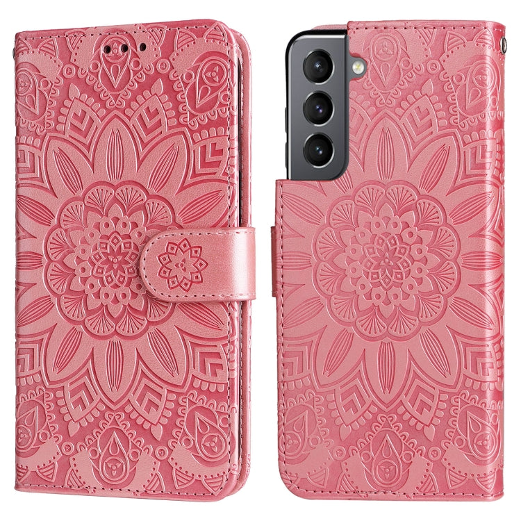 For Samsung Galaxy S21 5G Embossed Sunflower Leather Phone Case