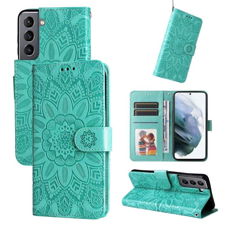 For Samsung Galaxy S21 5G Embossed Sunflower Leather Phone Case