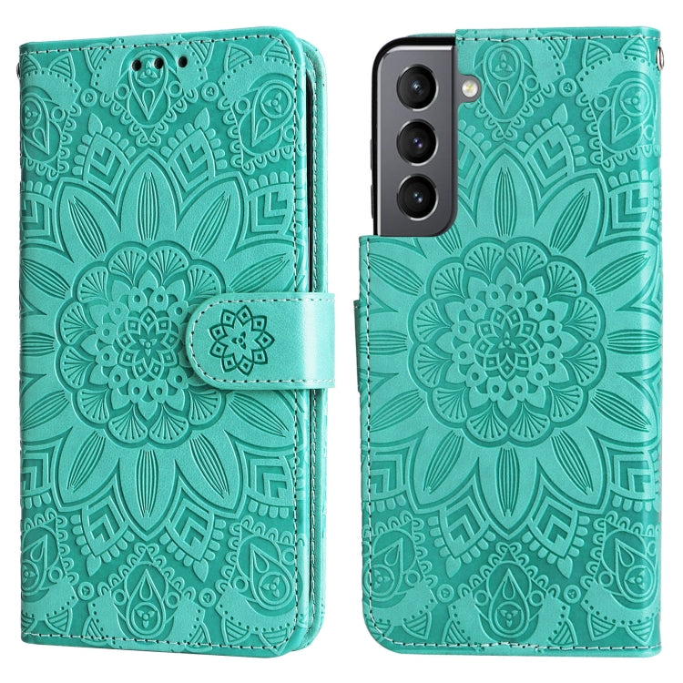 For Samsung Galaxy S21 5G Embossed Sunflower Leather Phone Case