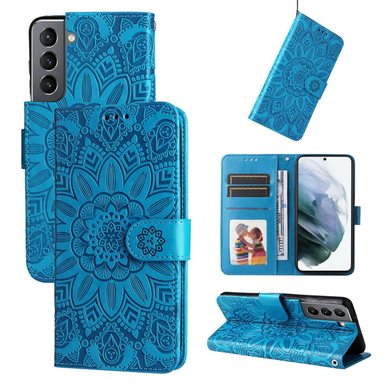 For Samsung Galaxy S21 5G Embossed Sunflower Leather Phone Case