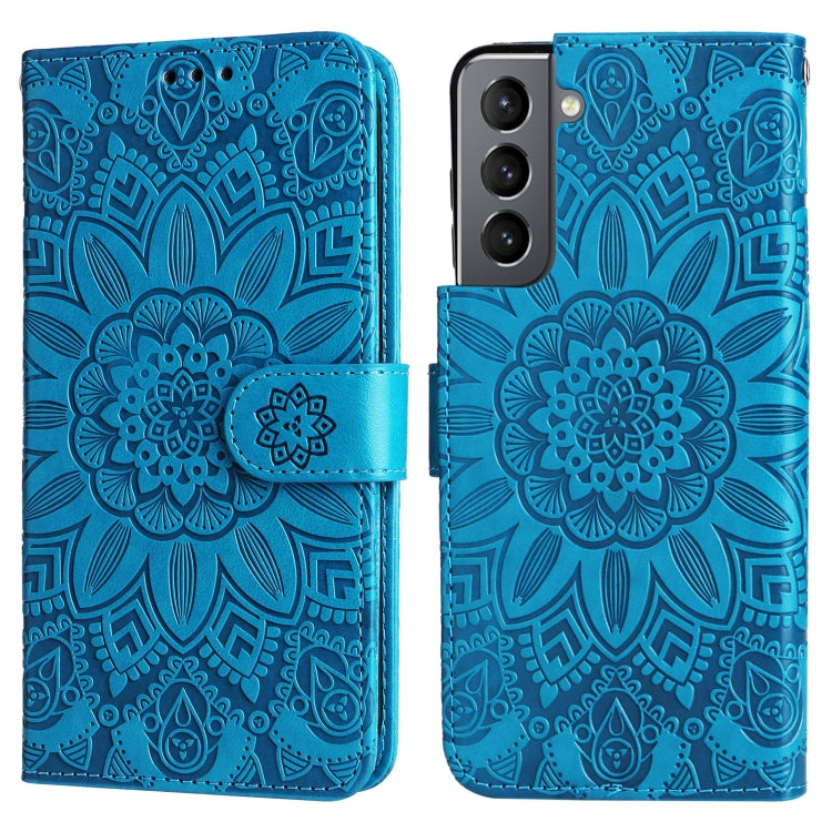 For Samsung Galaxy S21 5G Embossed Sunflower Leather Phone Case