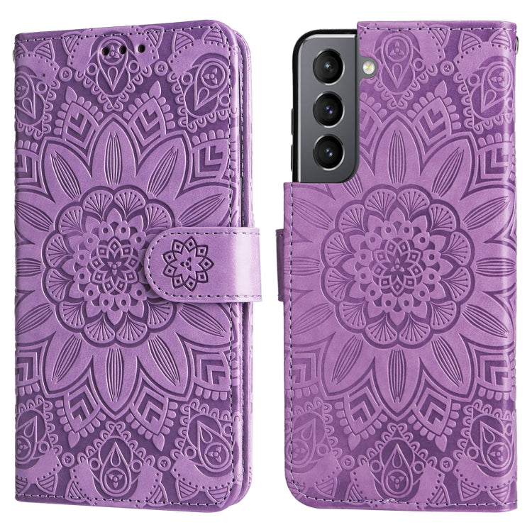 For Samsung Galaxy S21 5G Embossed Sunflower Leather Phone Case