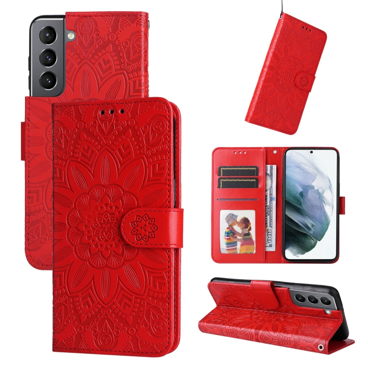 For Samsung Galaxy S21 5G Embossed Sunflower Leather Phone Case