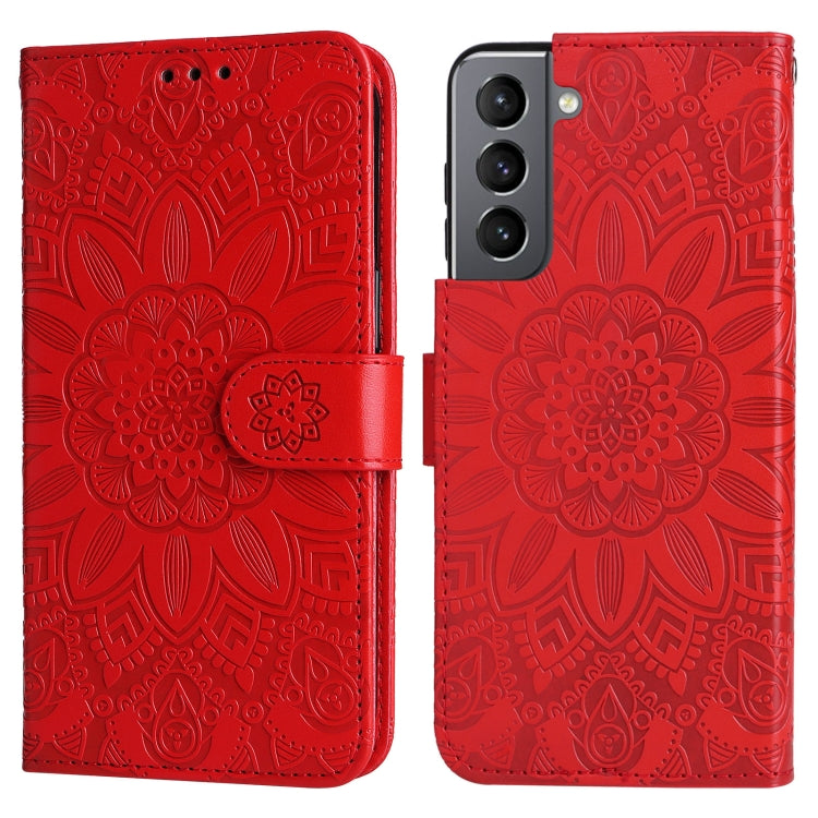 For Samsung Galaxy S21 5G Embossed Sunflower Leather Phone Case