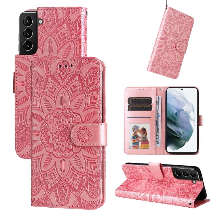 For Samsung Galaxy S21+ 5G Embossed Sunflower Leather Phone Case