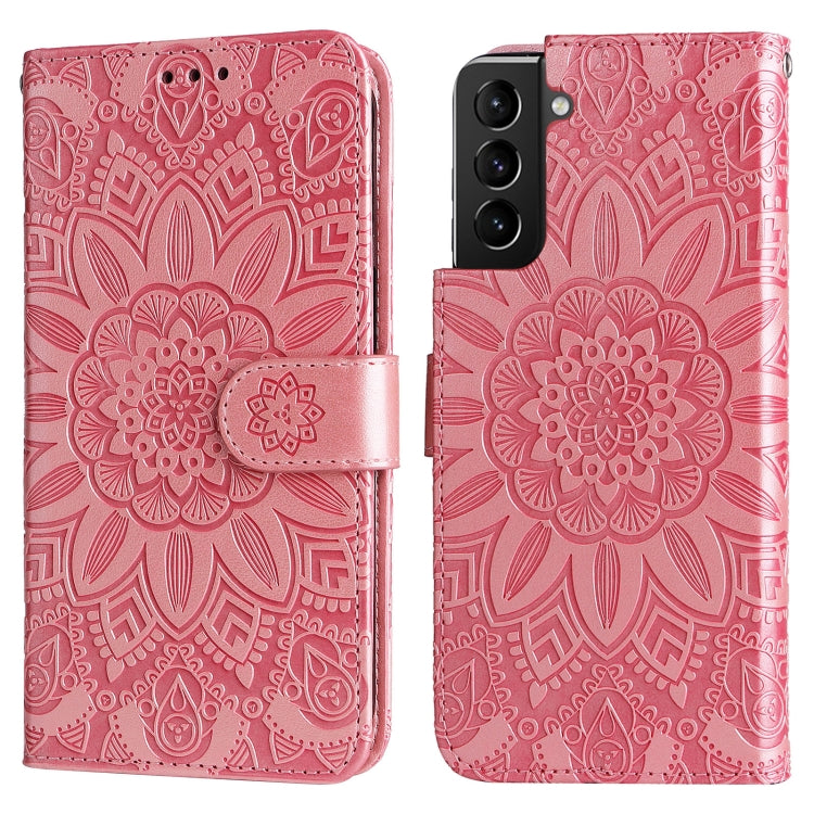 For Samsung Galaxy S21+ 5G Embossed Sunflower Leather Phone Case