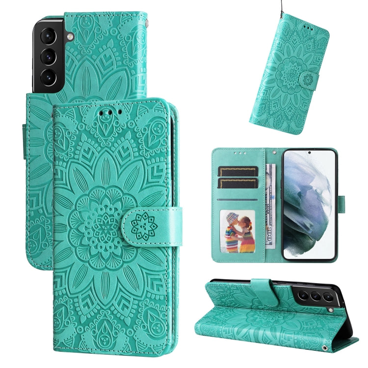 For Samsung Galaxy S21+ 5G Embossed Sunflower Leather Phone Case