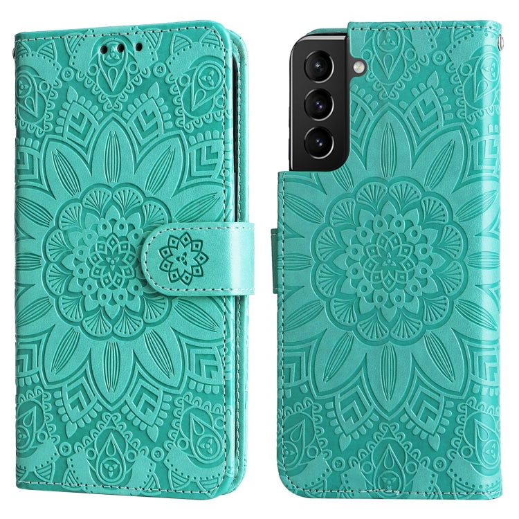 For Samsung Galaxy S21+ 5G Embossed Sunflower Leather Phone Case