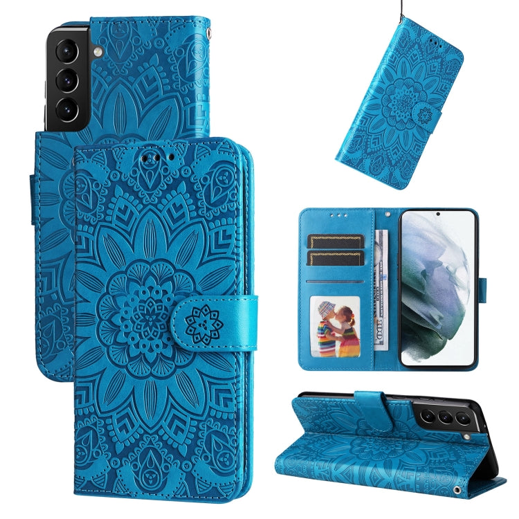 For Samsung Galaxy S21+ 5G Embossed Sunflower Leather Phone Case
