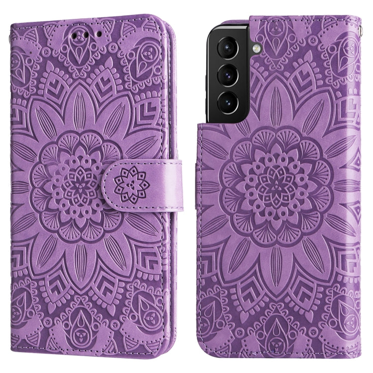 For Samsung Galaxy S21+ 5G Embossed Sunflower Leather Phone Case