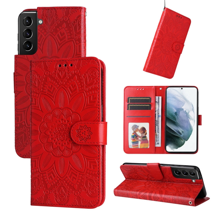 For Samsung Galaxy S21+ 5G Embossed Sunflower Leather Phone Case