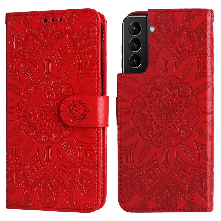 For Samsung Galaxy S21+ 5G Embossed Sunflower Leather Phone Case