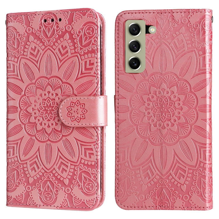 For Samsung Galaxy S21 FE 5G Embossed Sunflower Leather Phone Case