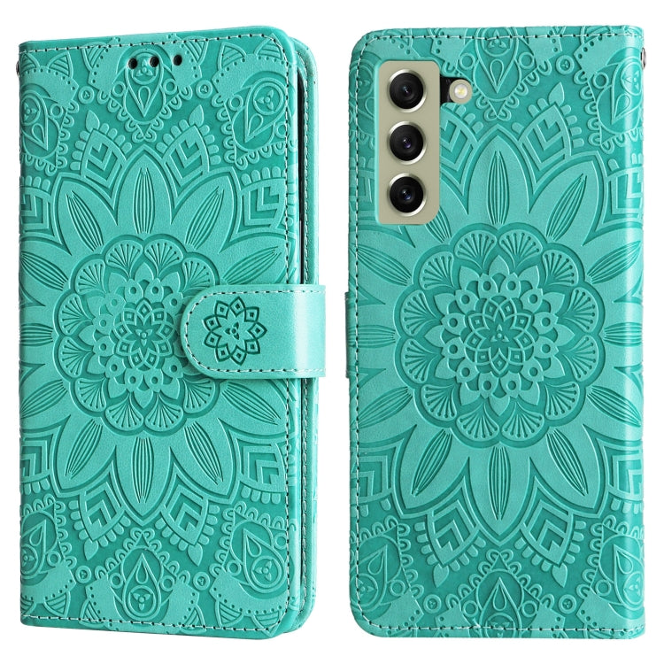 For Samsung Galaxy S21 FE 5G Embossed Sunflower Leather Phone Case