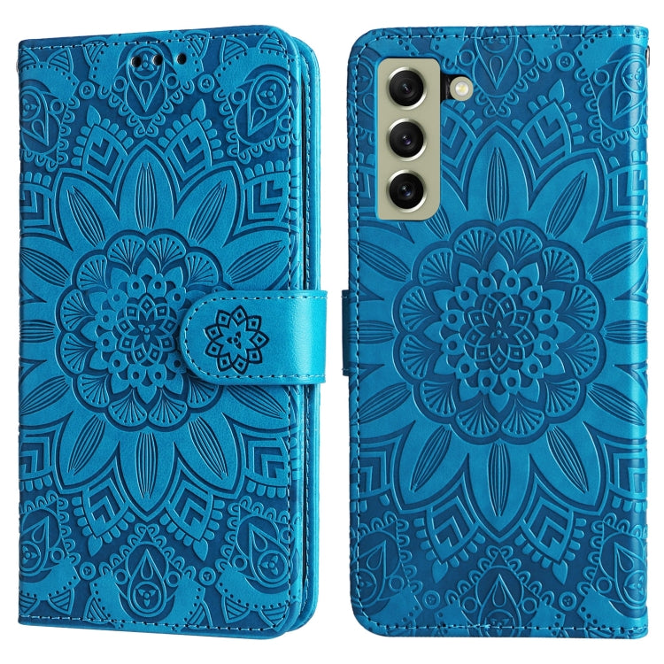 For Samsung Galaxy S21 FE 5G Embossed Sunflower Leather Phone Case