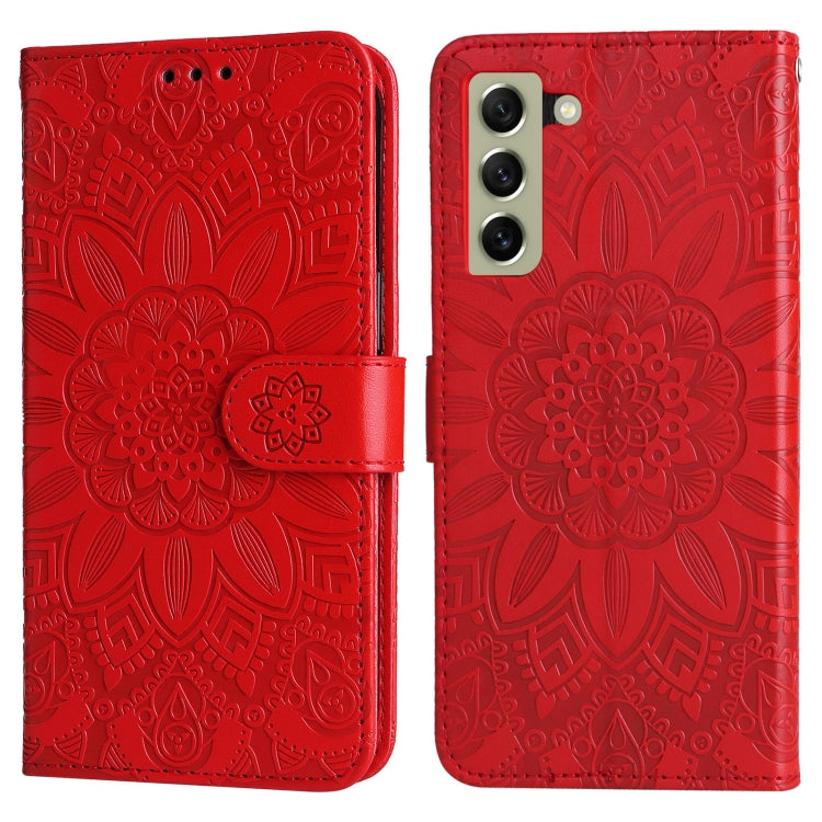 For Samsung Galaxy S21 FE 5G Embossed Sunflower Leather Phone Case