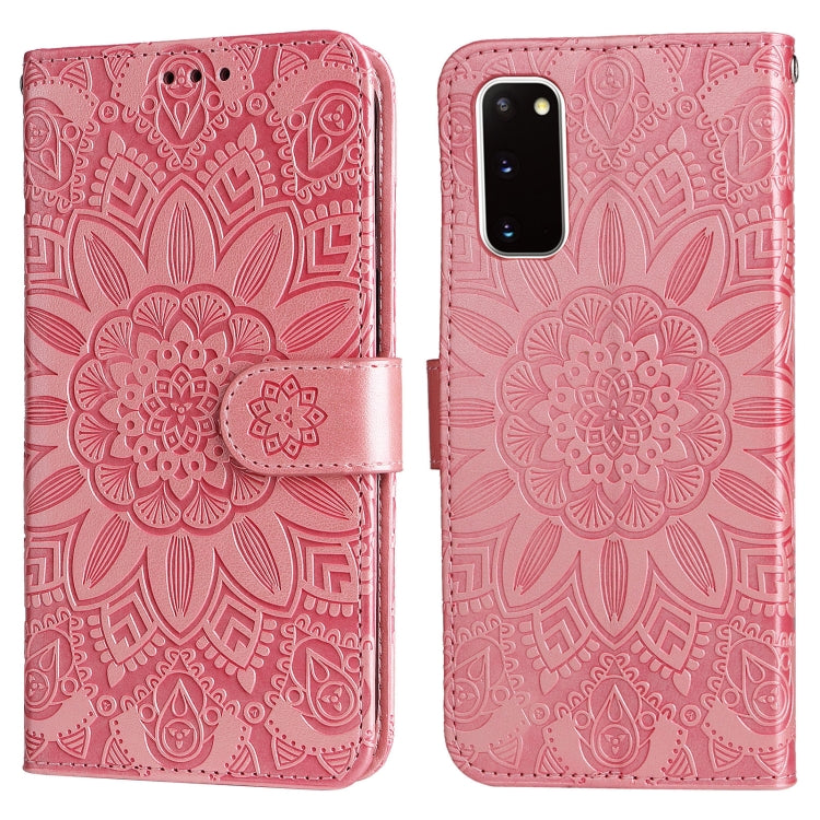 For Samsung Galaxy S20 Embossed Sunflower Leather Phone Case