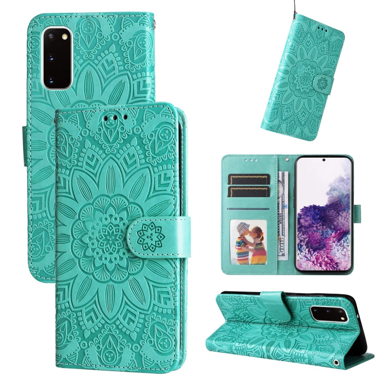 For Samsung Galaxy S20 Embossed Sunflower Leather Phone Case
