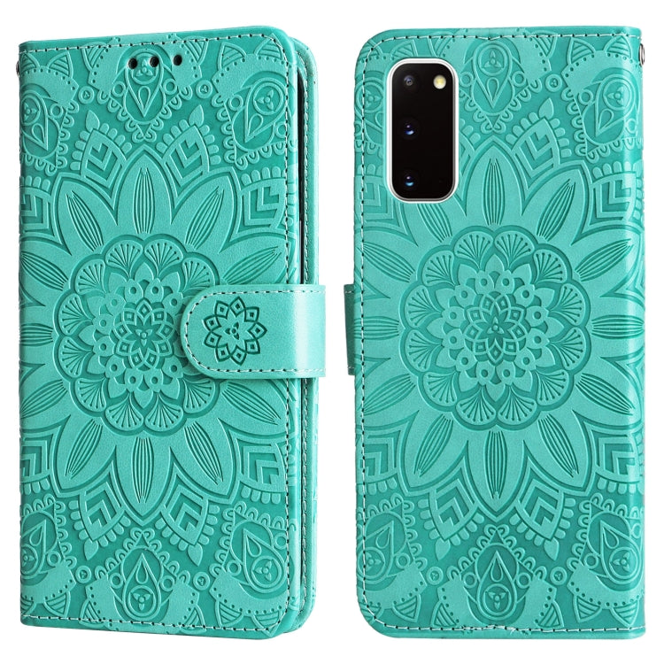 For Samsung Galaxy S20 Embossed Sunflower Leather Phone Case
