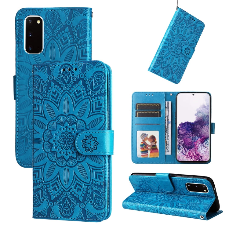 For Samsung Galaxy S20 Embossed Sunflower Leather Phone Case