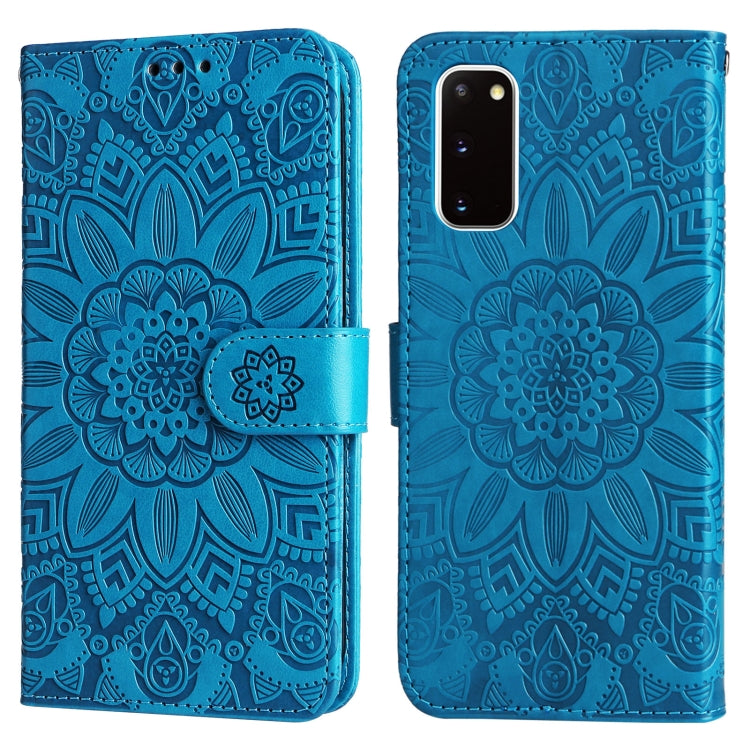 For Samsung Galaxy S20 Embossed Sunflower Leather Phone Case