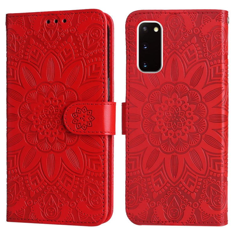 For Samsung Galaxy S20 Embossed Sunflower Leather Phone Case