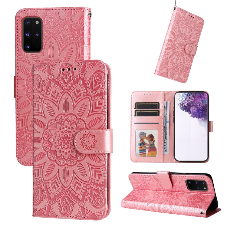 For Samsung Galaxy S20+ Embossed Sunflower Leather Phone Case