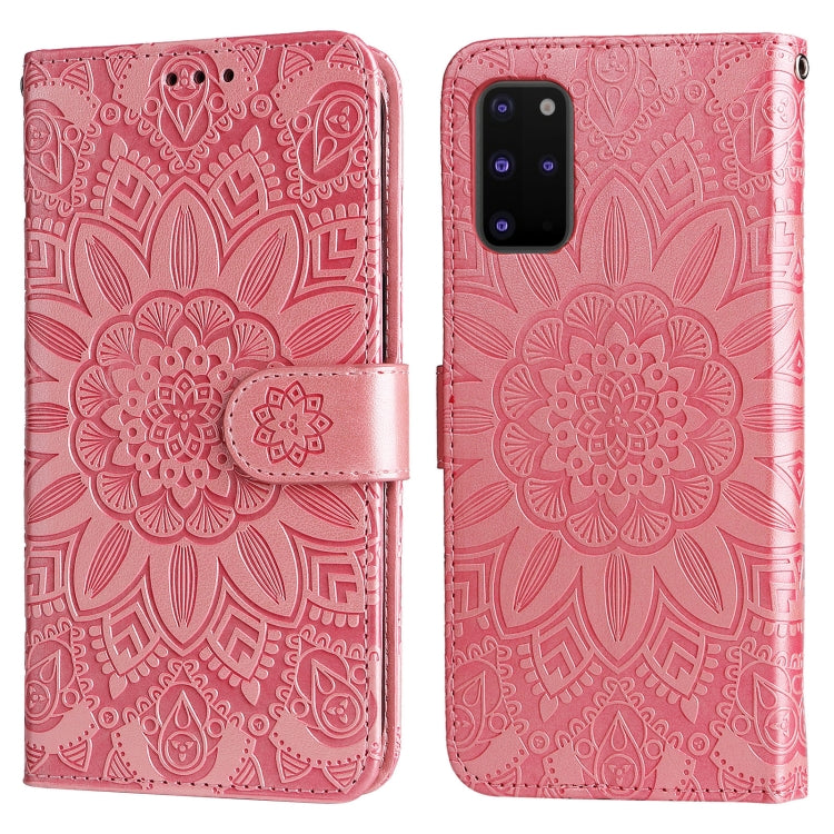 For Samsung Galaxy S20+ Embossed Sunflower Leather Phone Case