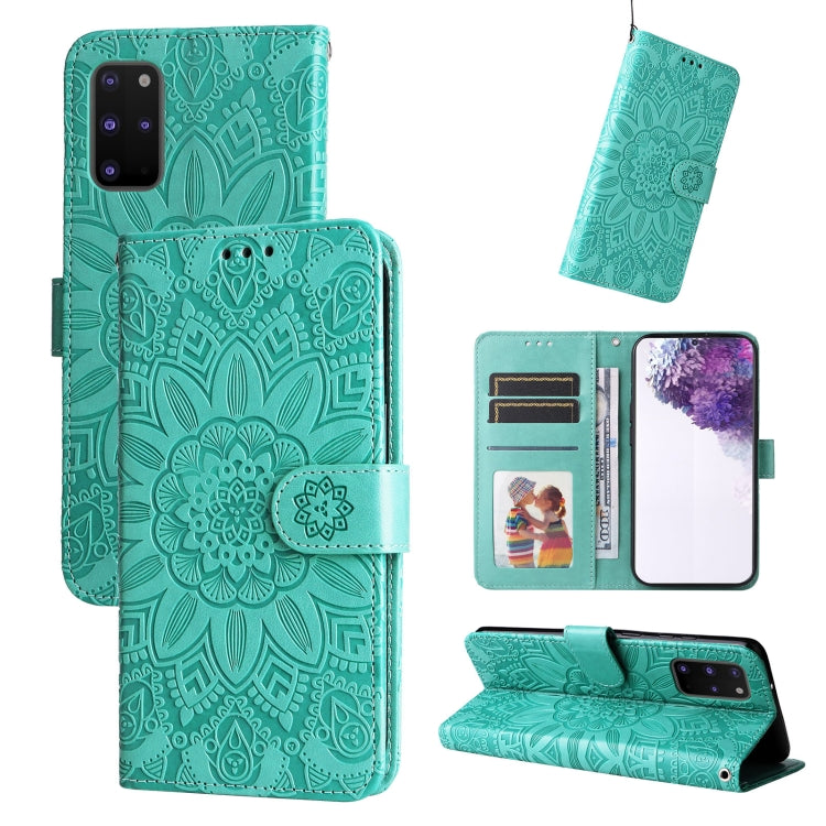For Samsung Galaxy S20+ Embossed Sunflower Leather Phone Case