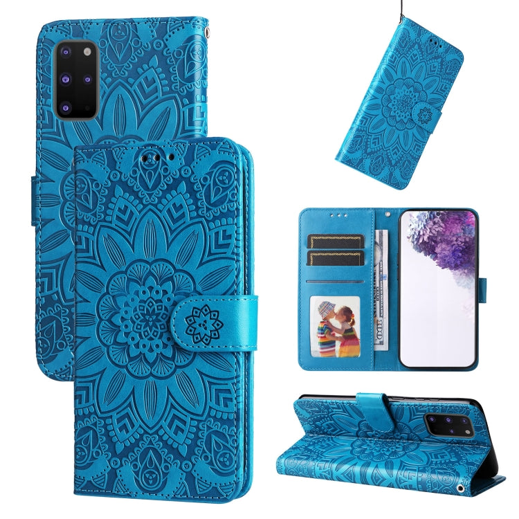 For Samsung Galaxy S20+ Embossed Sunflower Leather Phone Case