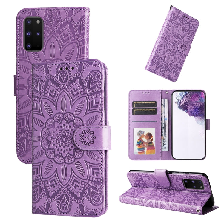 For Samsung Galaxy S20+ Embossed Sunflower Leather Phone Case