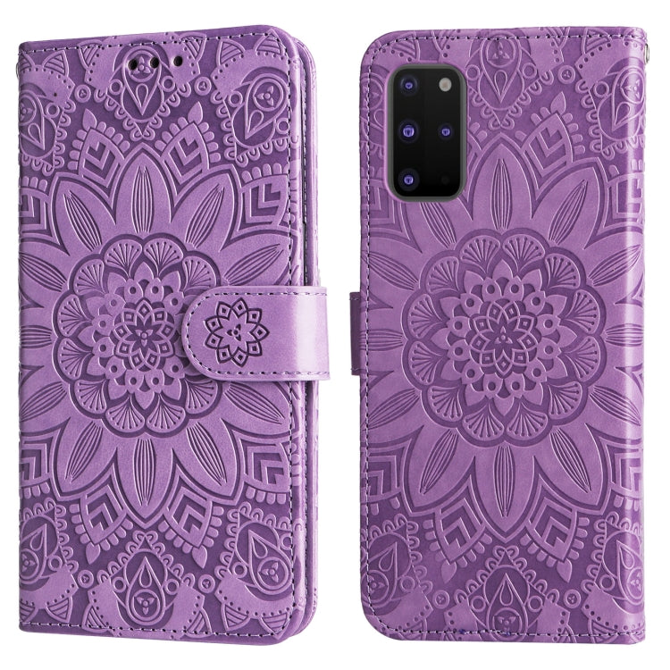 For Samsung Galaxy S20+ Embossed Sunflower Leather Phone Case