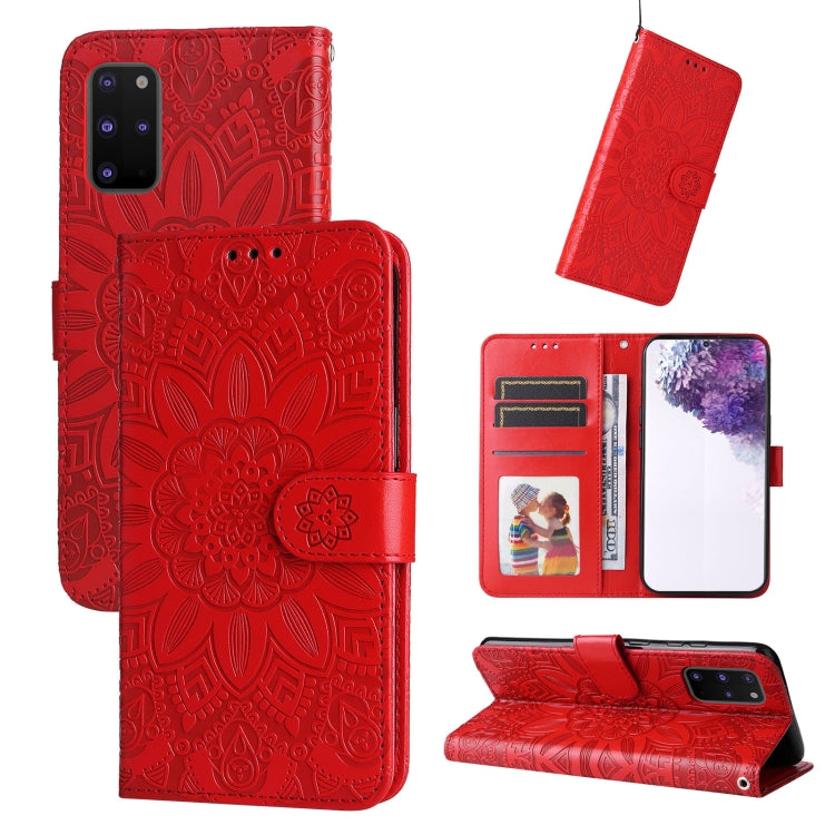 For Samsung Galaxy S20+ Embossed Sunflower Leather Phone Case