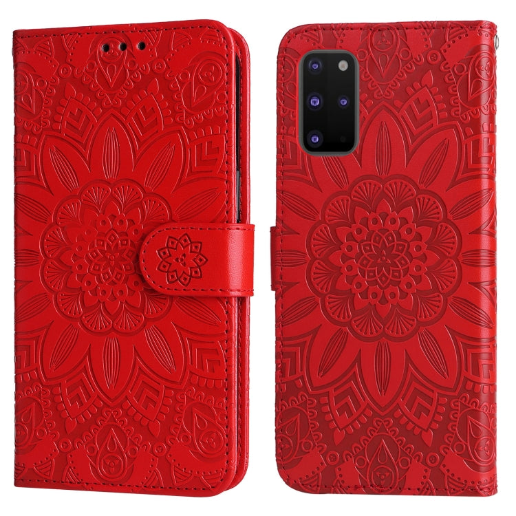For Samsung Galaxy S20+ Embossed Sunflower Leather Phone Case