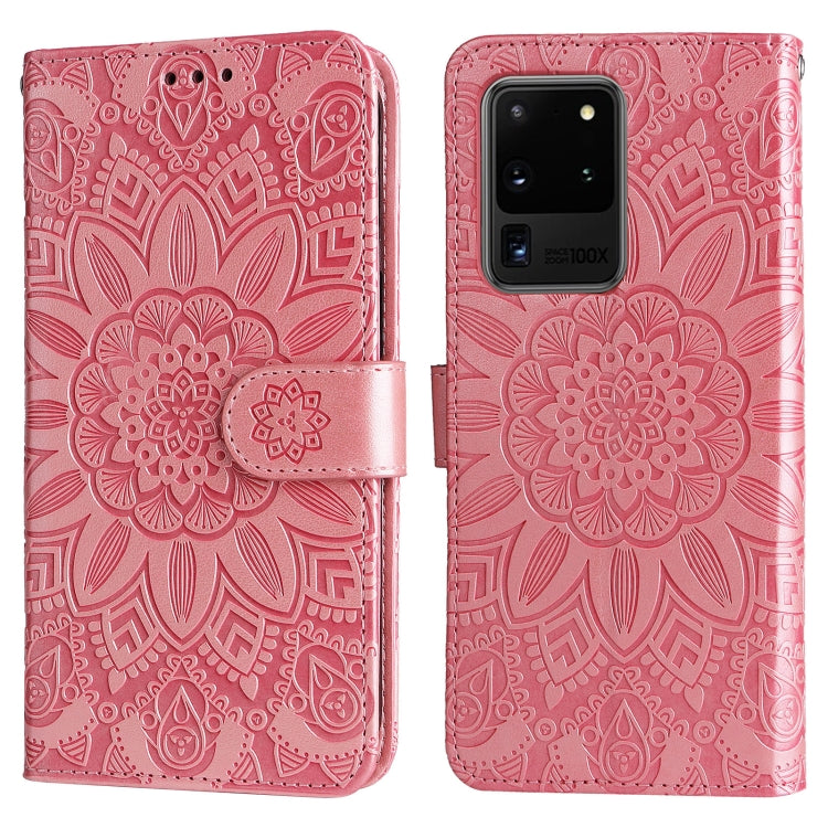 For Samsung Galaxy S20 Ultra Embossed Sunflower Leather Phone Case