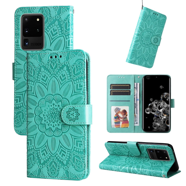 For Samsung Galaxy S20 Ultra Embossed Sunflower Leather Phone Case