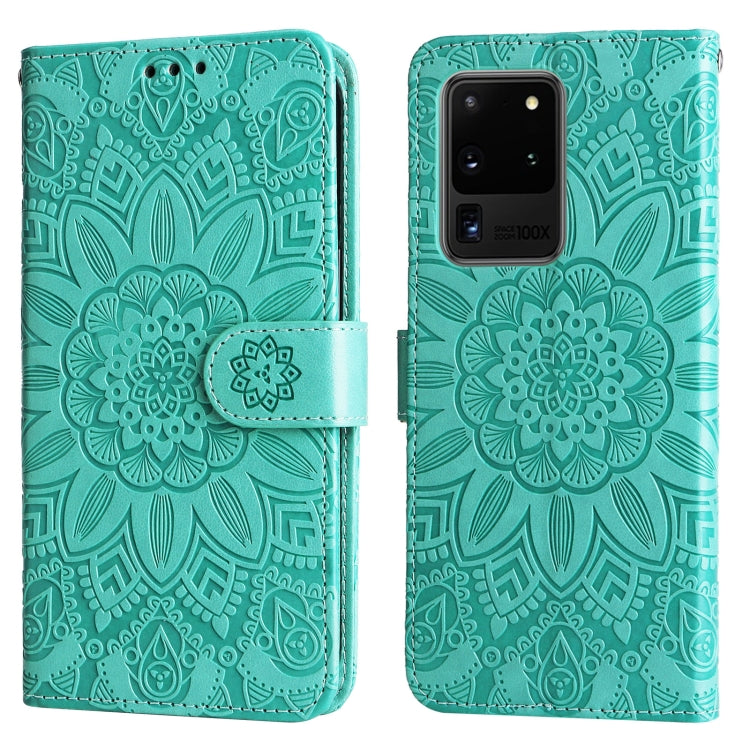 For Samsung Galaxy S20 Ultra Embossed Sunflower Leather Phone Case