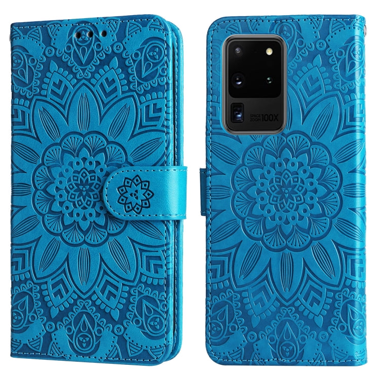 For Samsung Galaxy S20 Ultra Embossed Sunflower Leather Phone Case