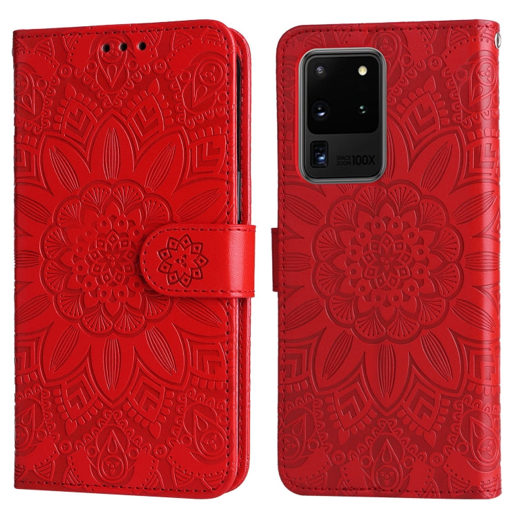 For Samsung Galaxy S20 Ultra Embossed Sunflower Leather Phone Case