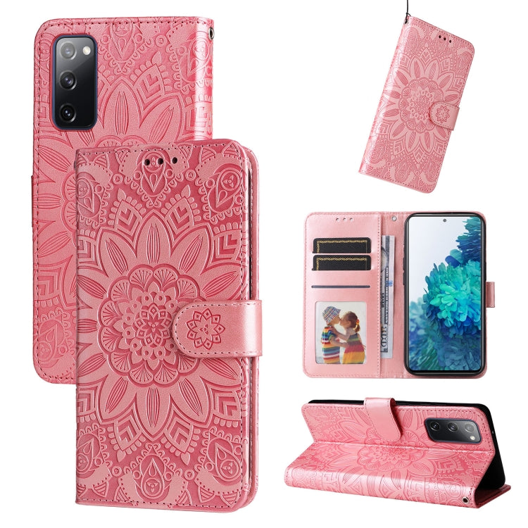 For Samsung Galaxy S20 FE / S20 FE 5G Embossed Sunflower Leather Phone Case