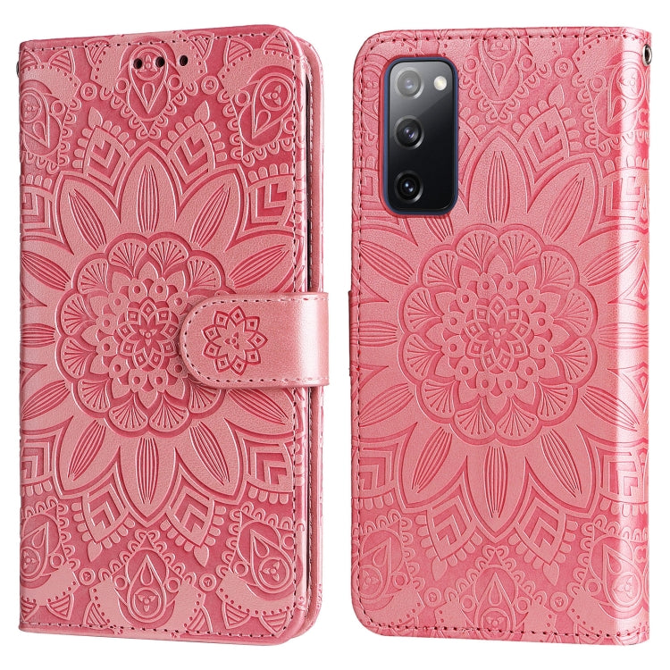 For Samsung Galaxy S20 FE / S20 FE 5G Embossed Sunflower Leather Phone Case