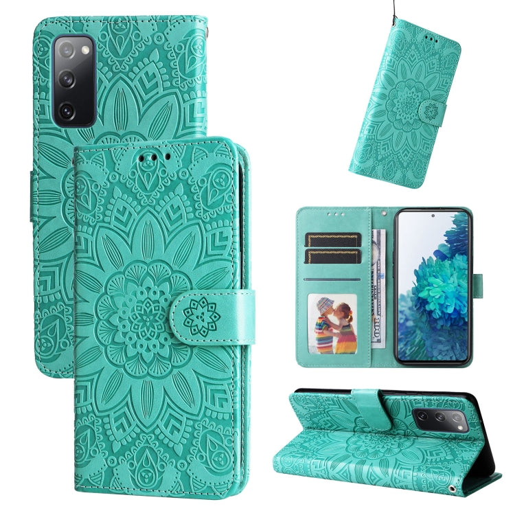 For Samsung Galaxy S20 FE / S20 FE 5G Embossed Sunflower Leather Phone Case