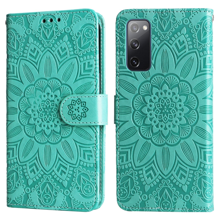 For Samsung Galaxy S20 FE / S20 FE 5G Embossed Sunflower Leather Phone Case