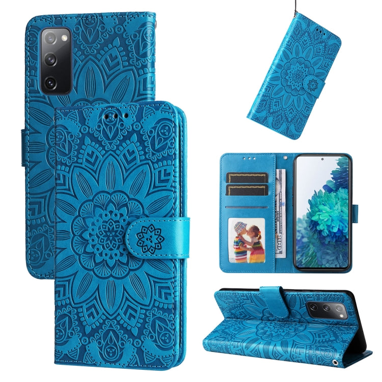 For Samsung Galaxy S20 FE / S20 FE 5G Embossed Sunflower Leather Phone Case