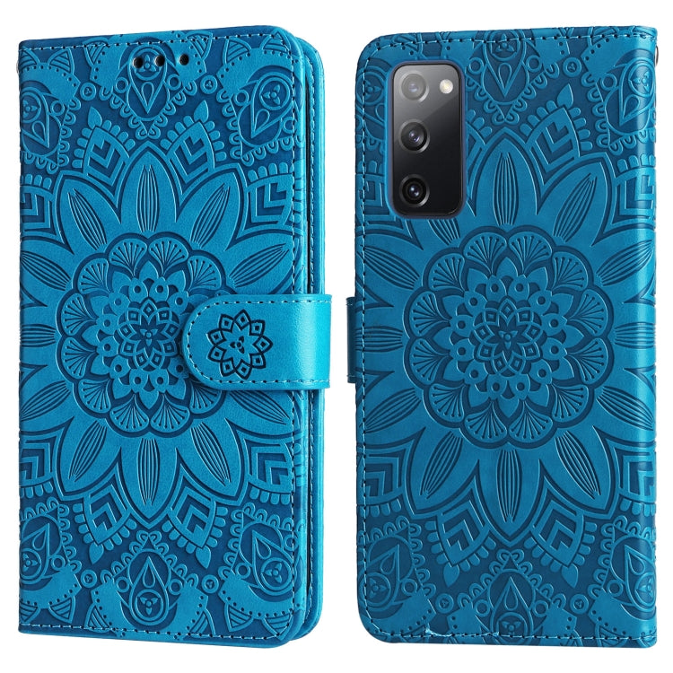 For Samsung Galaxy S20 FE / S20 FE 5G Embossed Sunflower Leather Phone Case