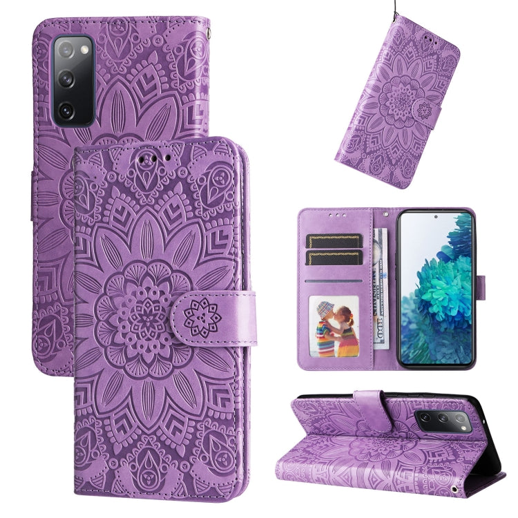 For Samsung Galaxy S20 FE / S20 FE 5G Embossed Sunflower Leather Phone Case