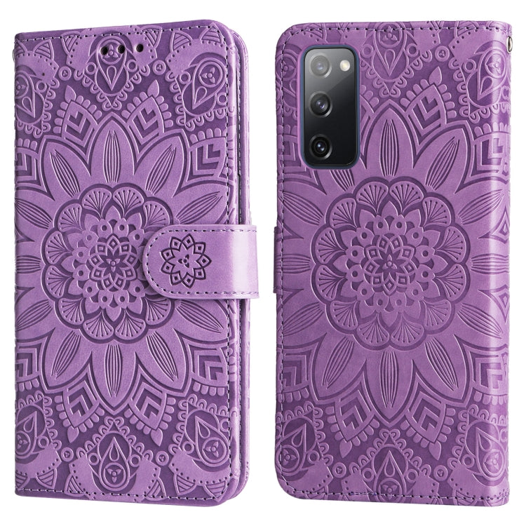 For Samsung Galaxy S20 FE / S20 FE 5G Embossed Sunflower Leather Phone Case