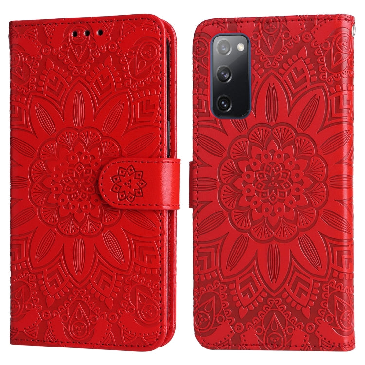 For Samsung Galaxy S20 FE / S20 FE 5G Embossed Sunflower Leather Phone Case