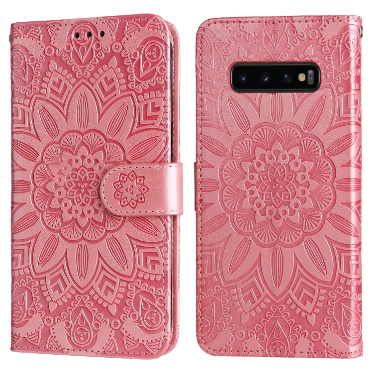 For Samsung Galaxy S10 Embossed Sunflower Leather Phone Case