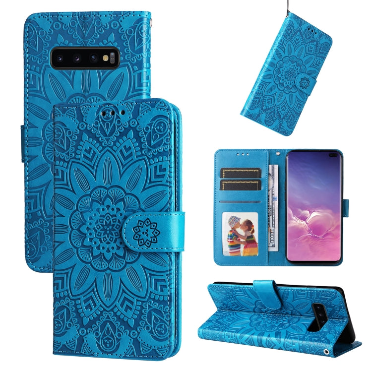 For Samsung Galaxy S10 Embossed Sunflower Leather Phone Case